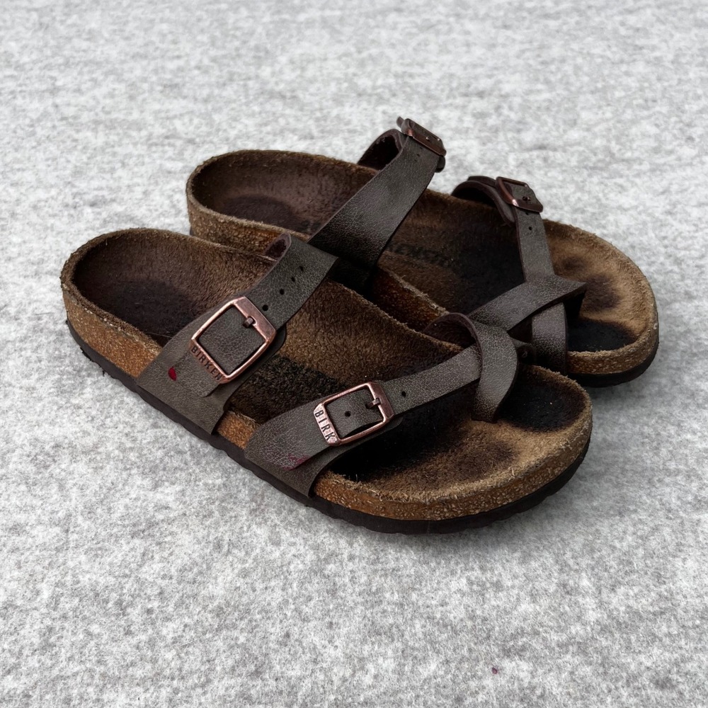 Birkenstock Mayari Sandals Kids 35 Brown Fair Strappy Toe Loop Cork Footbed